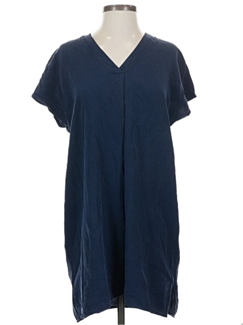 Vince 100% Silk Shift Dress Navy XS V-Neck Short Sleeve
